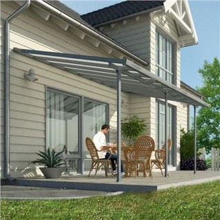 Tettoia per patio di tipo L in policarbonato